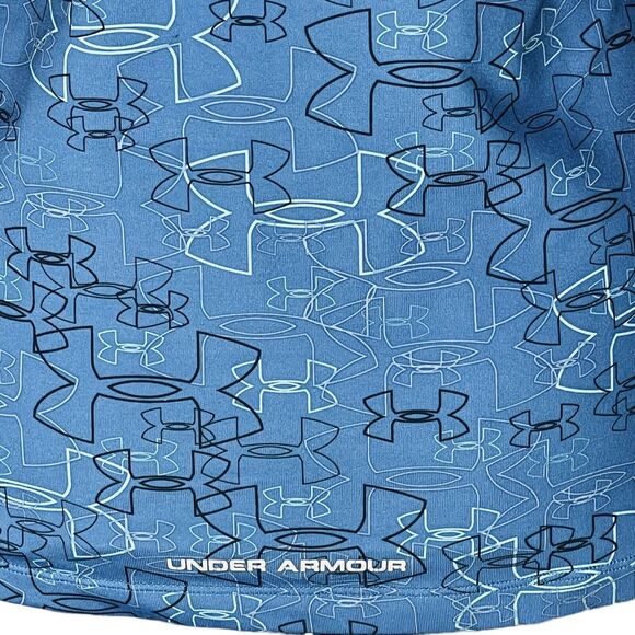 Under Armour Medium Athletic Top HeatGear Racerback Scoop Neck Fitness Blue Logo - Picture 3 of 9